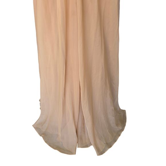 Sherri Hill Strapless Prom Dress Ball Gown Size S 4 Peach Chiffon Beaded - Picture 5 of 13